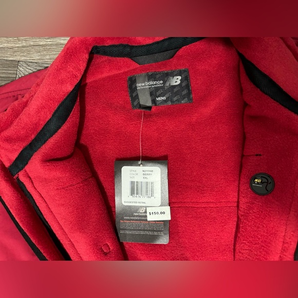 Red New Balance zip up fleece jacket. NWT - Picture 2 of 3